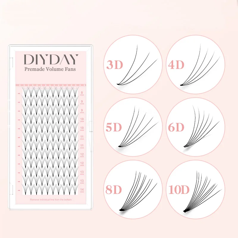 DIYDAY 3D 6D 8D 10D Silk Premade Fan Eyelash Mink PBT Fiber False Cluster Lash Extensions