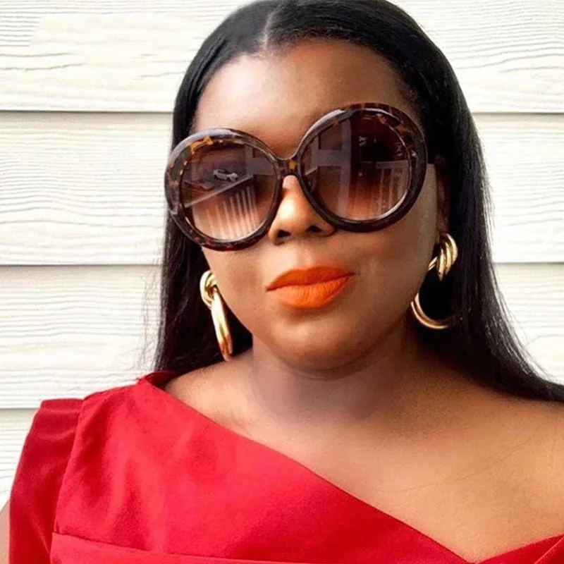 

5801 Top Fashion Women Oversized Plastic Thick Frame Round Shades Sunglasses Womens 2020, 7 colors