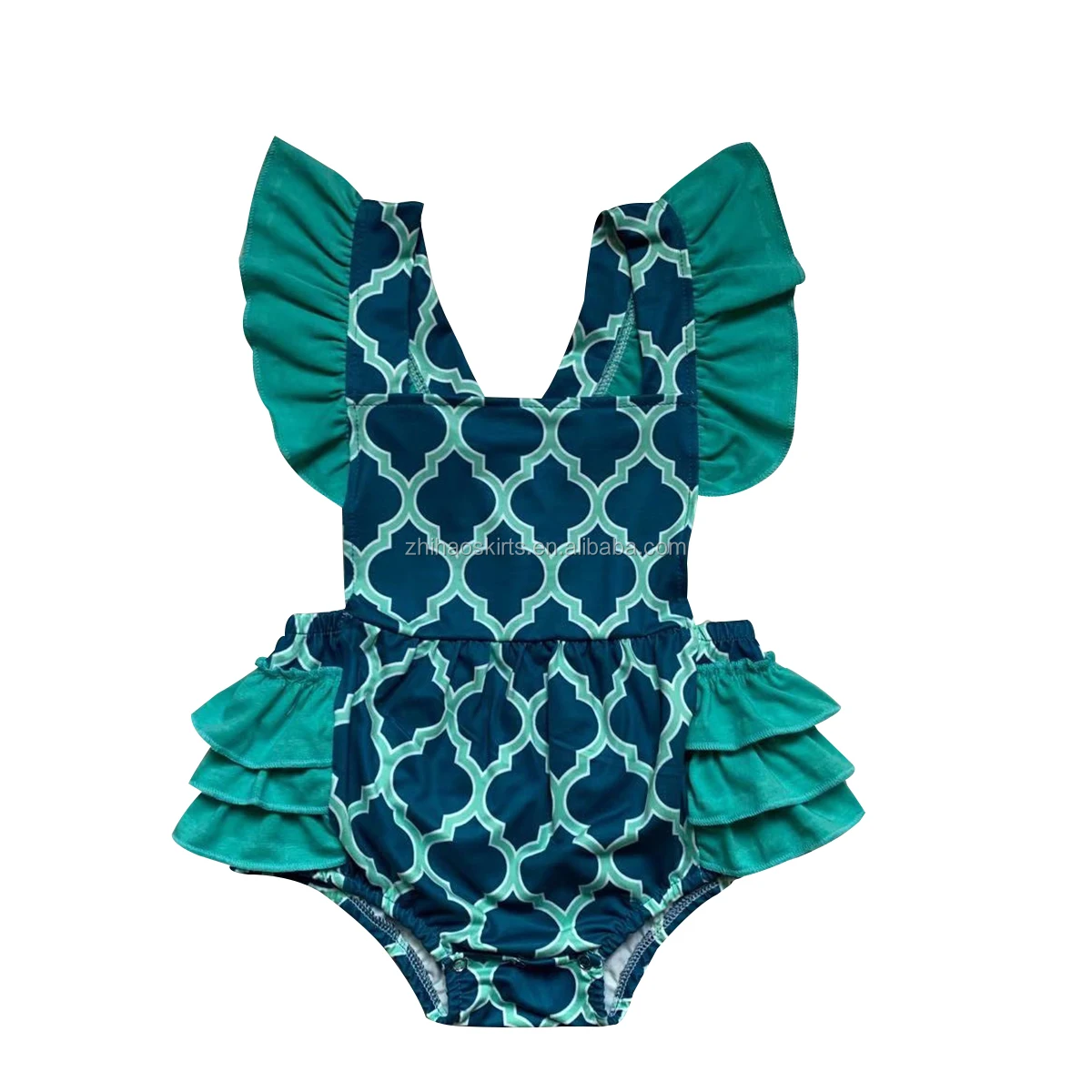 Rts女婴女装时尚夏季quatrefoil打印颤振袖子系带背婴儿0 2岁宝宝穿衣服没有最小起订量 Buy 女婴连身衣 月 月岁连身衣 女婴的衣服product On Alibaba Com