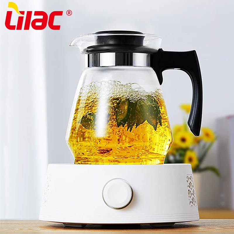 

Lilac FREE Sample 1.5L/2.0L kitchen utensils borosilicate glass teapot gas stove warmer direct heating tea pot for cooker, Black