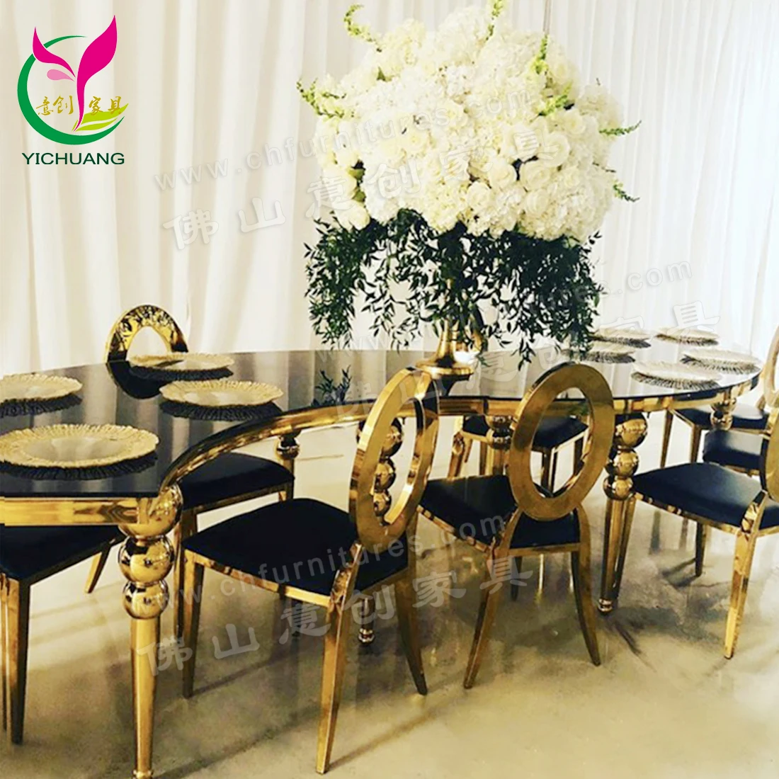 Hyc St40h Hot Sale Party Chairs And Black Glass Table Top Round Fancy Wedding Tables For Sale Buy Fancy Wedding Tables