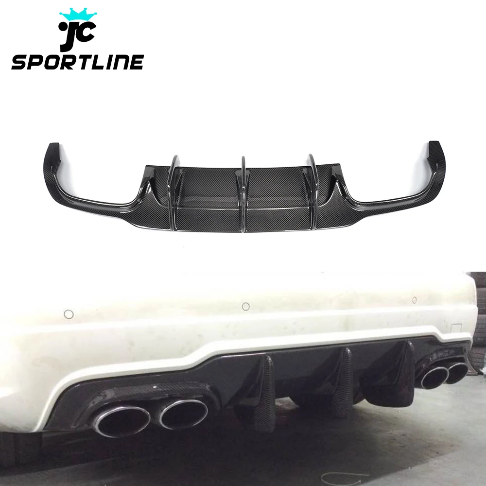 Carbon Fiber W204 Rear Bumper Diffuser Big Fins For Mercedes Benz C63