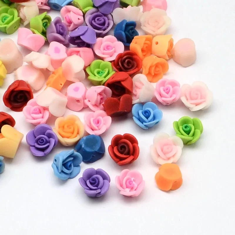 

New 12mm Mini 3D Polymer Clay Rose Flower MIniature DIY Hair Headband Decoration Jewelry Findings, Mix colors