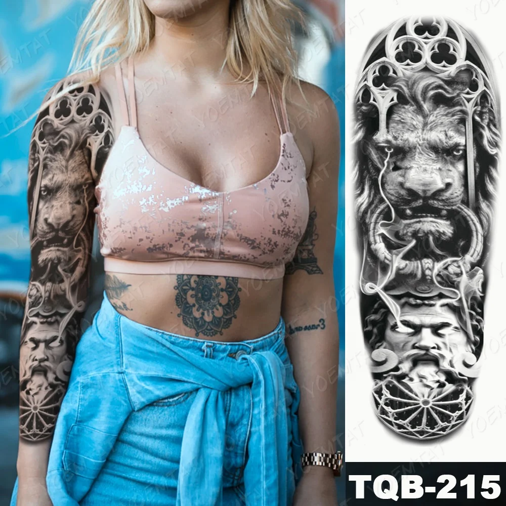 

Newest Realistic lion totem design temporary arm sleeve tattoo sticker, Cmyk