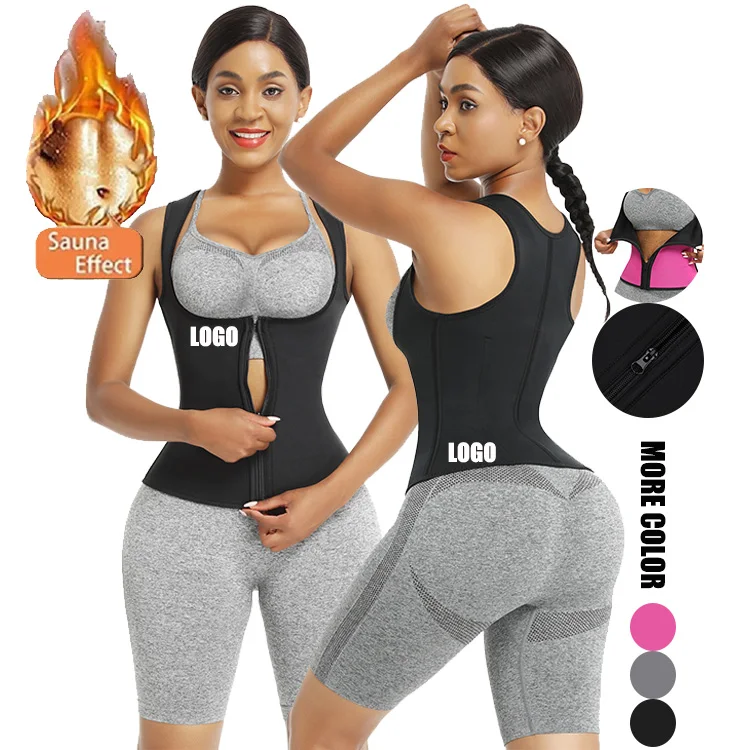 

Custom Service Zipper Design Breathable Full Body Shaper Compression Fat Burning Vest Waist Trainer Neoprene