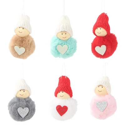 

Free shipping Christmas new hair ball angel small pendant doll Christmas tree creative decoration pendants