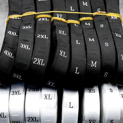 

Factory Direct Garment Usage Woven Size Label Woven Clothing Labels