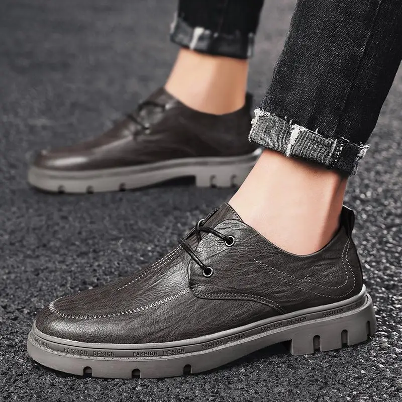 

mid-cut tooling men's casual shoes designer dress sneakers polished small leather shoes men's Korean shoes male trendy sneakers