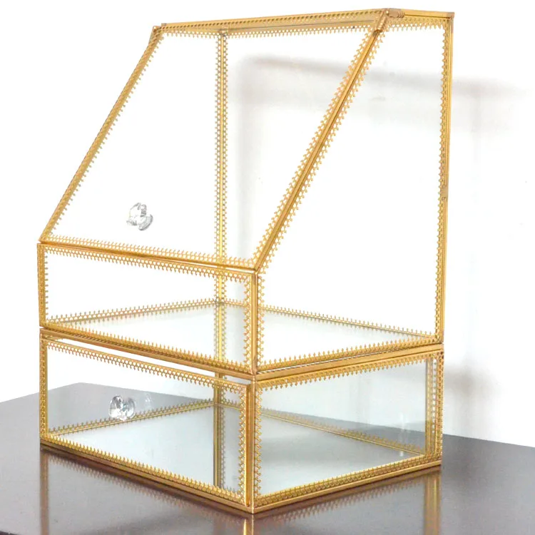 

gold glass brass storage brushes cosmetic make up organizer 2019