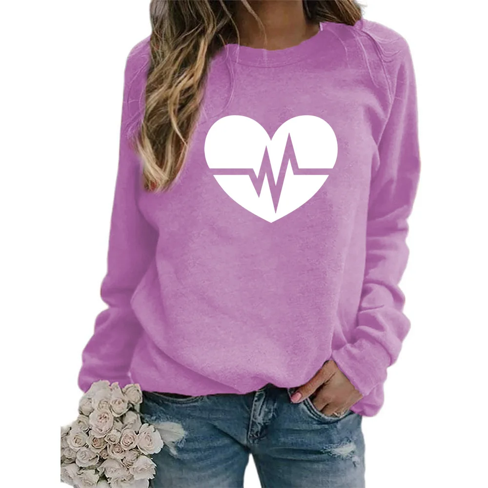 

New arrival round neck love print long sleeve pullover hoodies