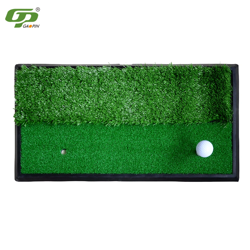 

Dual-Turf Golf Hitting Mat Mini Rubber Golf Practice Mat with Heavy Rubber Base, Green