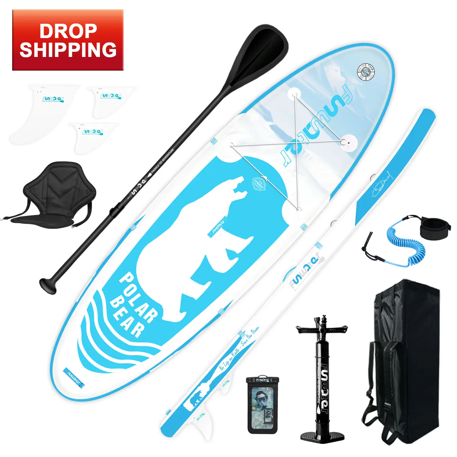 

FUNWATER Drop Shipping Weihai wholesale supborad inflatable sup isup paddle board sup stand paddle board design surfboard, Blue