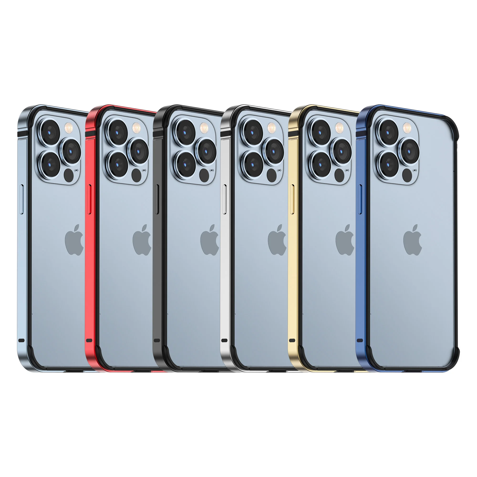 

Fashion Aluminum alloy phone case Metal phone bezel With Silicone Frame Bumper Case for iphone 13 Pro Max case