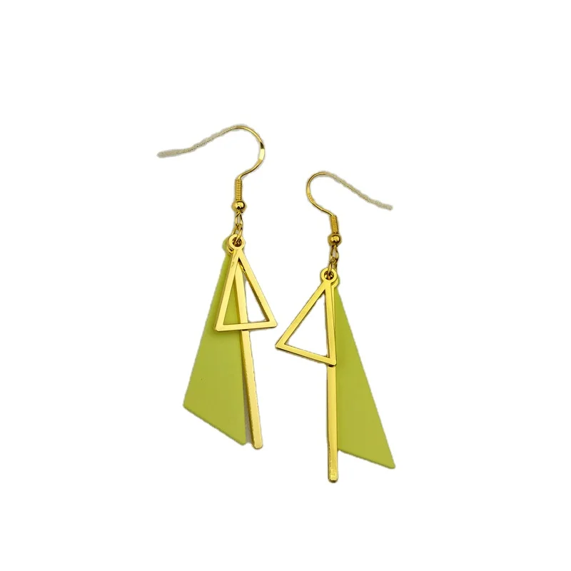 

Multi Earrings Surprise gift charm Triangle Pendant colorful Beige gold-plated earrings, Gold color