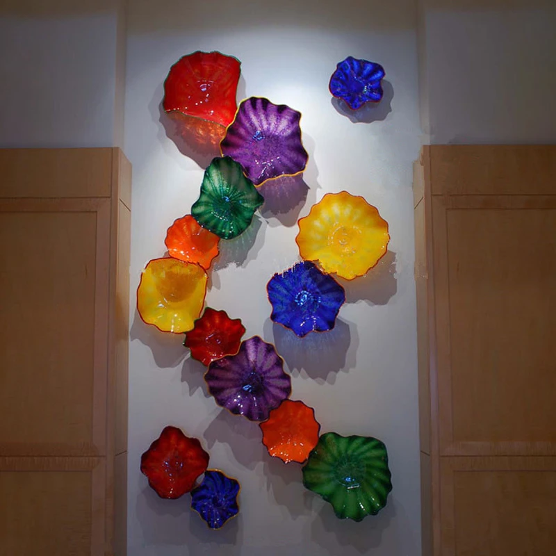 

GIRBAN Modern Murano Flowers Hotel Decorative Blown Glass Plates Wall Lamps Art indoor Lighting LED wall Lights