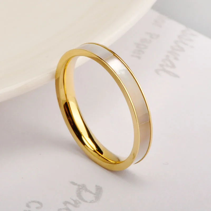 

Titanium Steel White Shell Powder Shell Ring Simple Multi-Occasion Fashion Ring For Women