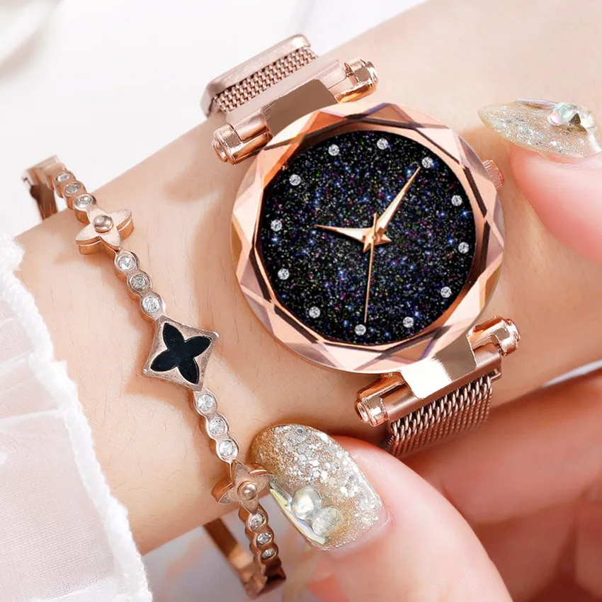 
New Hot Sale Women Ladies Watches Magnetic Buckle Luxury Fashion Relogio Feminino Crystal Female Wristwatch Alloy Watches 
