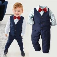 

WSG133 2019 Kids Baby Boys Tuxedo Suit Blazers Shirt Waistcoat Tie Pants Formal boy suit