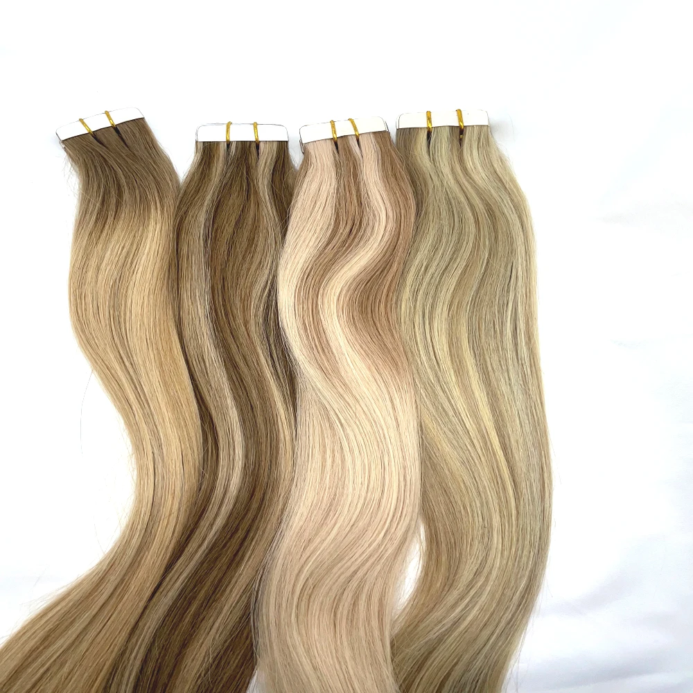 

Wholesale 10A Cuticle Vietnam Remy Natural Color Tape Hair Extension Virgin Tape In Human Hair, Accept customer color chart