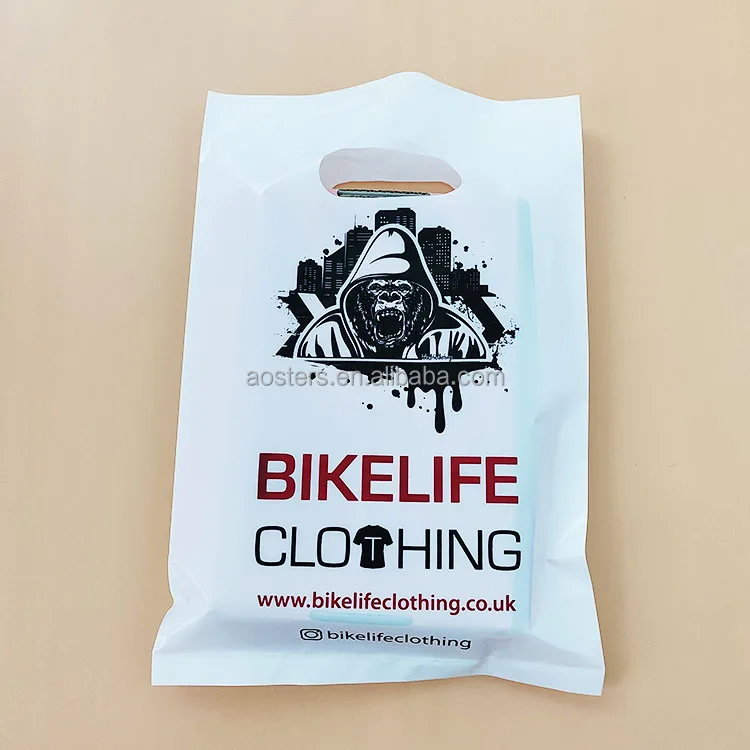 

hot sale eco friendly plastic package die cut shopping bag with handle