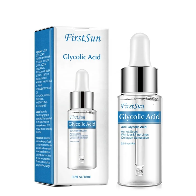 

15ml New 30% Glycolic Acid Peel Serum Shrink Pores Brighten Skin Color Balance Water Oil Acne Remover Skin Nourishing Essence