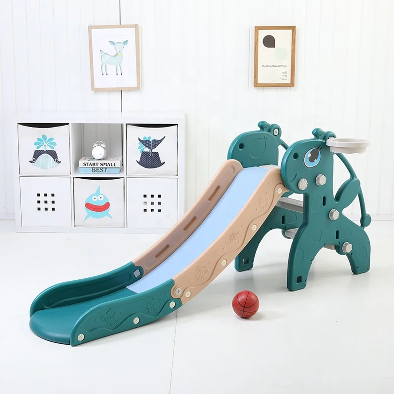 

Portable Safety Play Home Use Slide Children Baby Kids Plastic Indoor Playground Playroom, Blue, pink and green