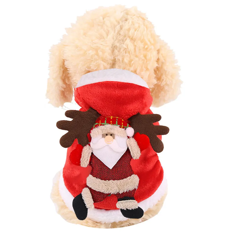 

Dog Cat Pet Clothes Fall Winter Warm Festive Dress Elk Christmas Dress New Year Old Man, Red