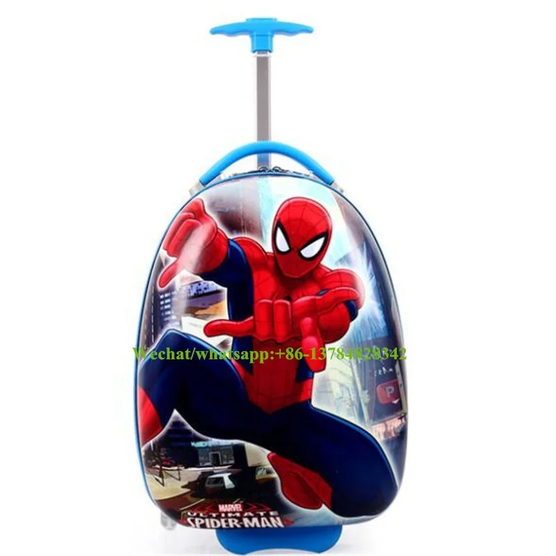 

Spiderman printing ABS PC plastic school wheeled bag,children rooling travel trolley luggage suitcase for kids