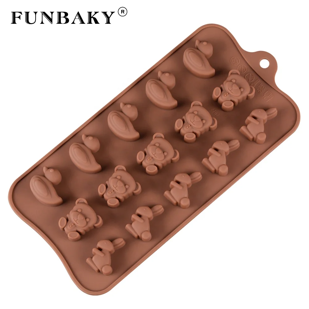 

FUNBAKY Candy silicone mold animal duck bear rabbit shape chocolate mould silicone DIY handmade tools sweets making, Customized color