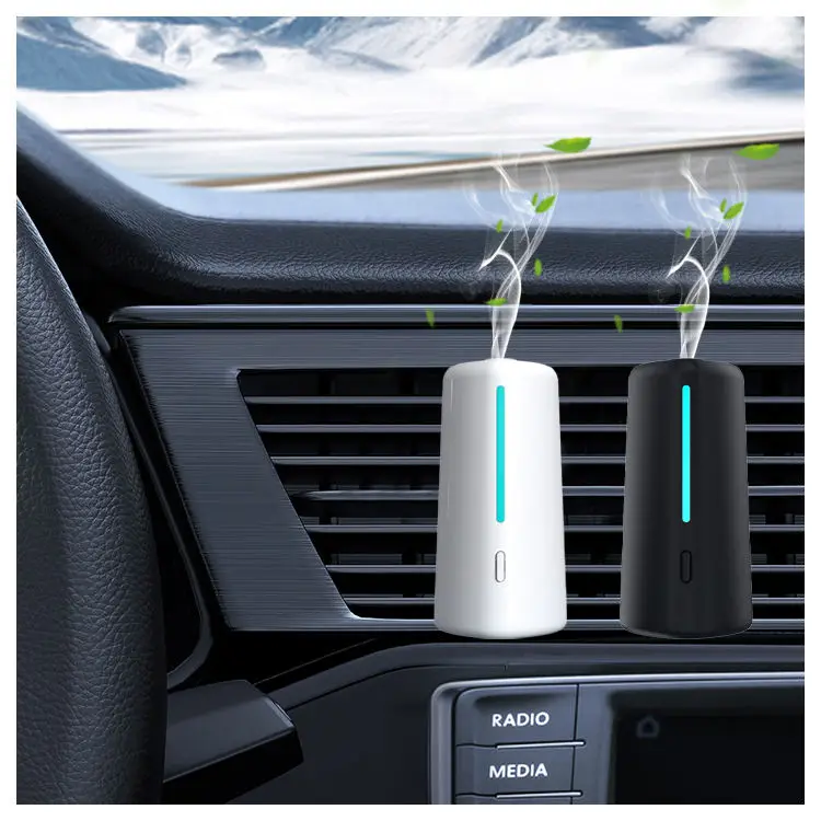 

OEM USB Rechargeable Car Air Scent Diffuser Machine Electric Mini Ultrasonic Waterless Car Aroma Essential Oil Diffuser