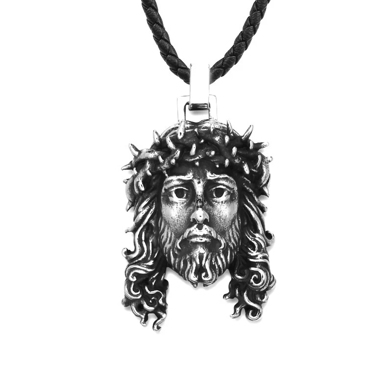 Men hip hop jewelry stainless steel jesus head pendant necklace