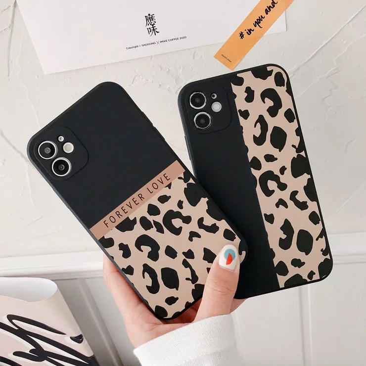 

Leopard Print Phone Case For 13 12 11 X XR XS Soft Cover Shockproof Fashion Cover For 13 12 7 8 7Plus