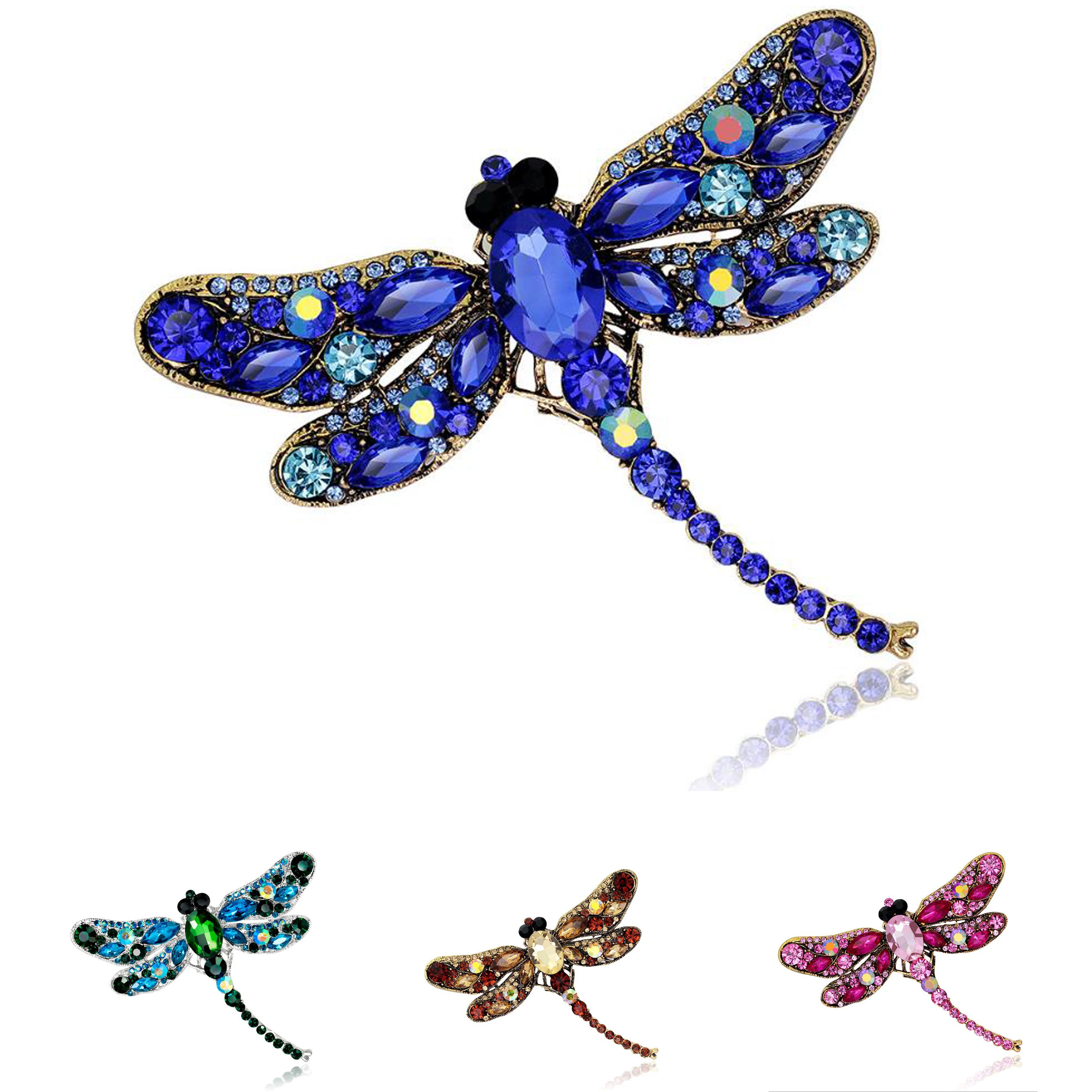 

Crystal Vintage Dragonfly Brooches for Women Large Insect Brooch Pin Fashion Dress Coat Accessories Cute Jewelry