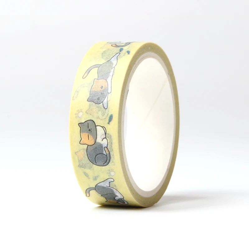 Cute Cartoon Lazy cat Masking Washi Tape Decorative Adhesive Tape Decora Diy Scrapbooking Sticker Label Kawaii Stationery