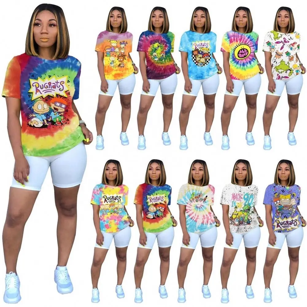 

Summer Rugrats O Neck T-Shirt For Women And Girls Fashion Casual Cartoon Printed T Shirt, Picture show