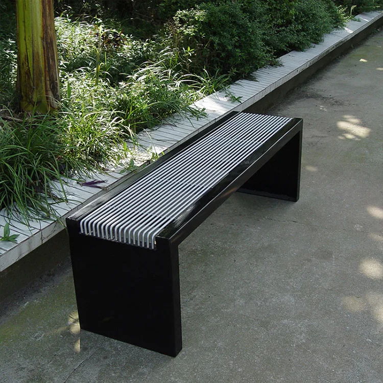 Custom Garden Furniture Public Leisure Park Metal Outdoor Long Backless