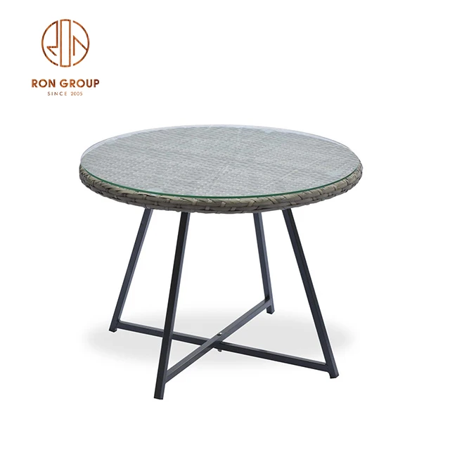 Iron round coffee tables glass table for dinning