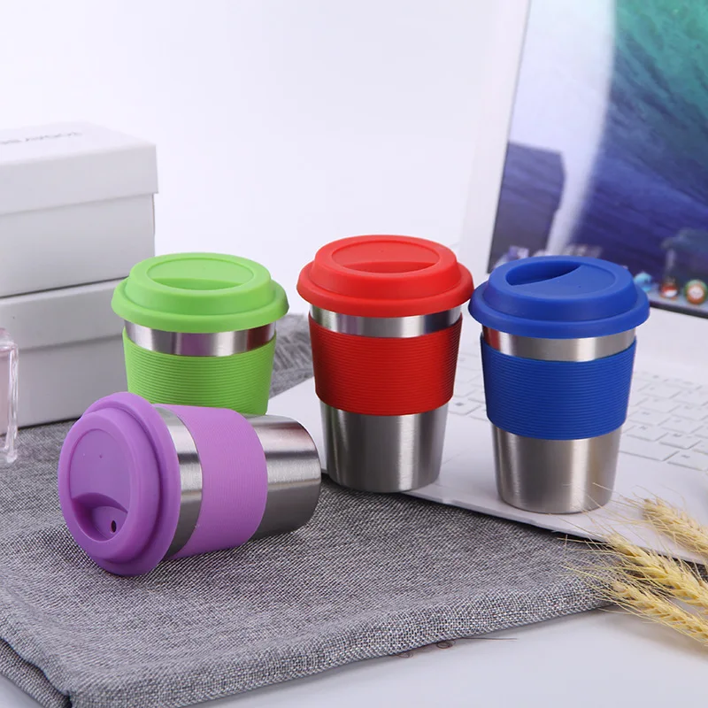 

Mikenda Metal Material Plating Coffee Mug With silicone sleeve Portable Food Grad Silicone Cup, Mix