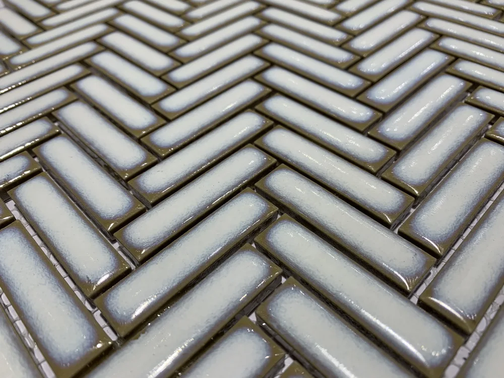 Color Variation Splashback Glazed Ceramic Mosaic Herringbone tile