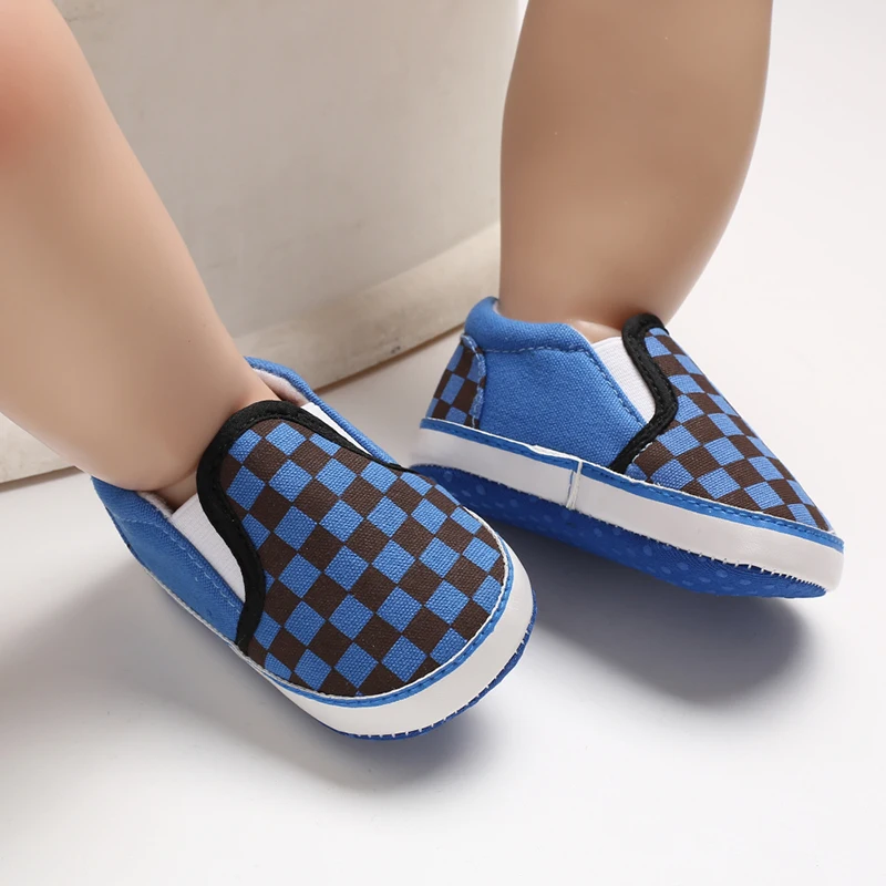 

2021 Baby Soft Sole Crib Shoes Infant Boy Girl Plaids First Walker Toddler Anti-Slip 0-18 Months