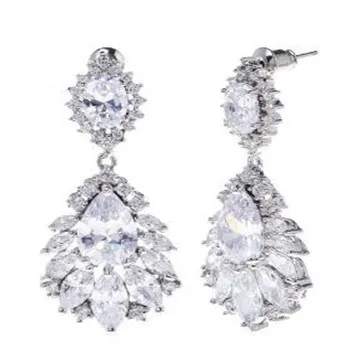 

2016 Fashion White Gold CZ Woman Drop Earrings Wedding Bridal Jewelry