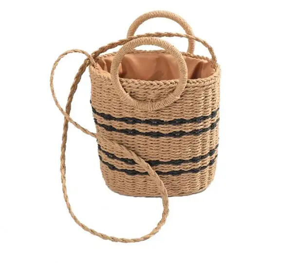 

China Product shoulder Woman Luxury Beach Straw Woven Purse Shell Shaped round Rattan Crossbody Bag