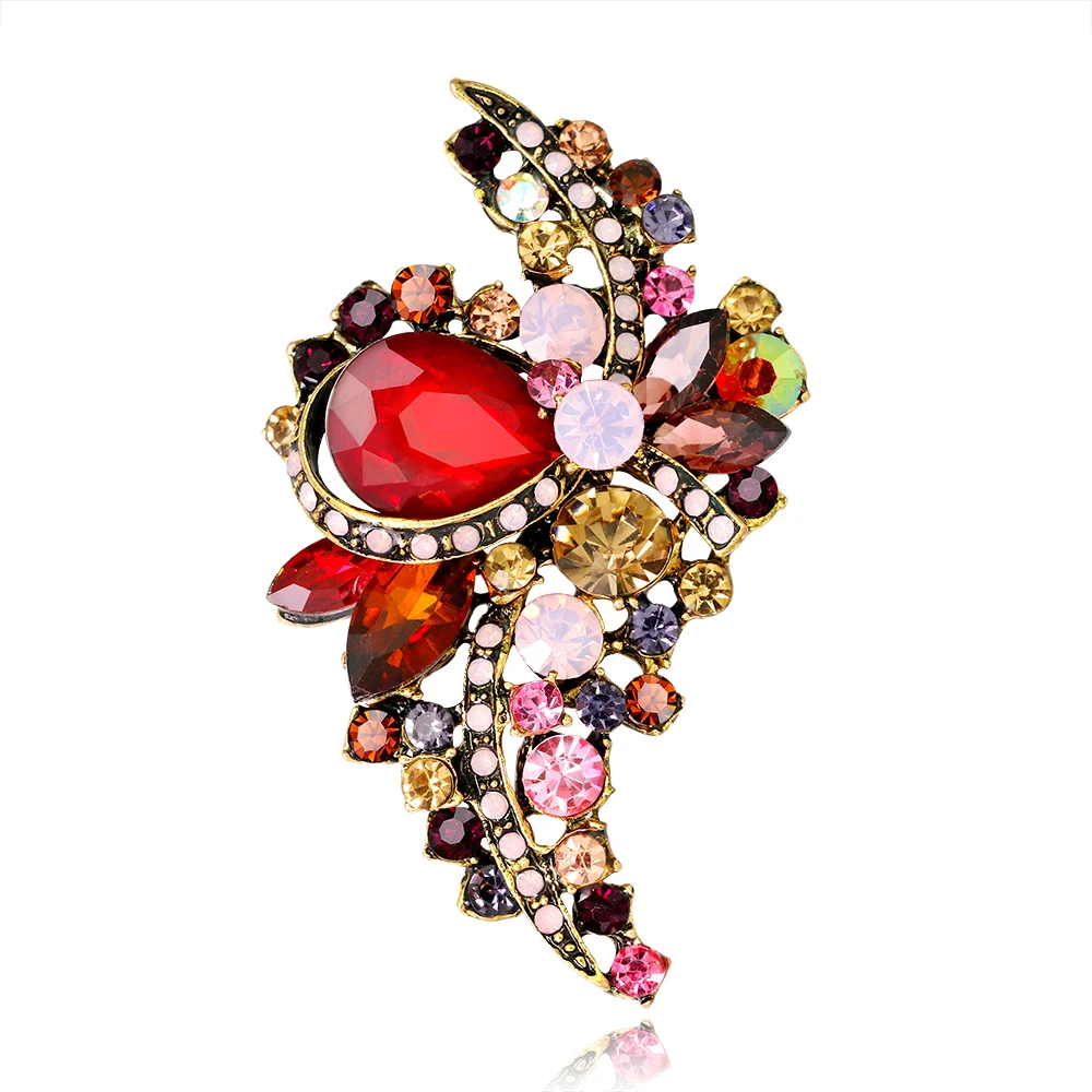 

Rhinestone Crystal Brooch Pins for Girls Women Floral Fashion Brooches Alloy Flower Party Anniversary Jewelry Gifts