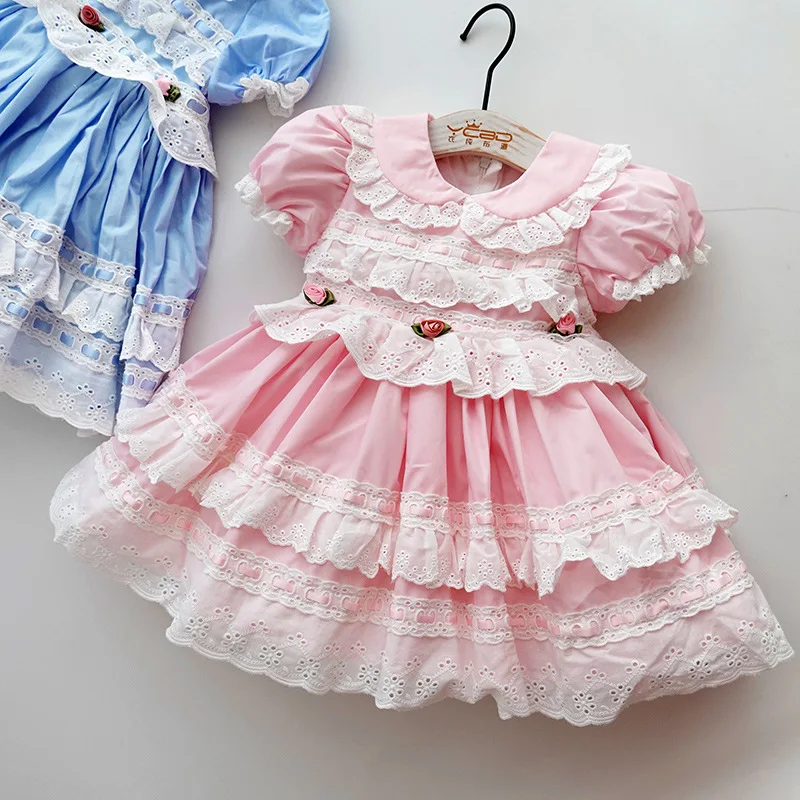

Wholesale Toddler Girls Spanish Lotia Dresses Baby Summer Birthday Baptism Ball Gowns Children Boutique Clothes Bulk Sale