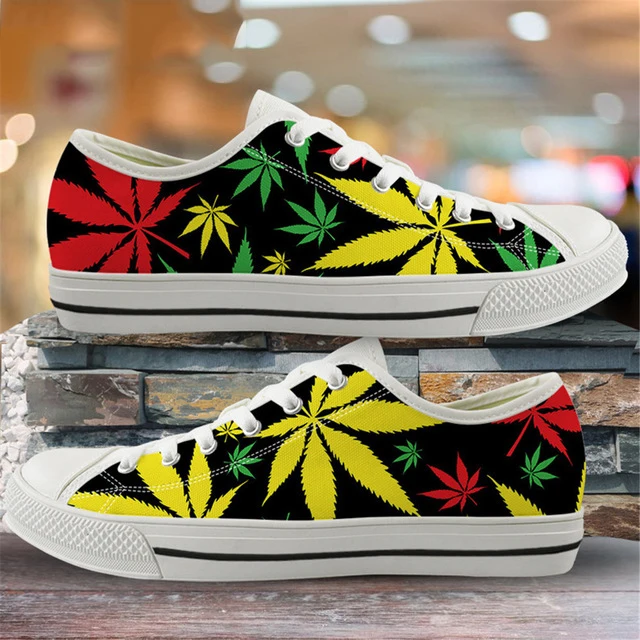 

women canvas shoes colorful weed design summer girls new design shoes hemp leaf low top flat canvas shoes dropship