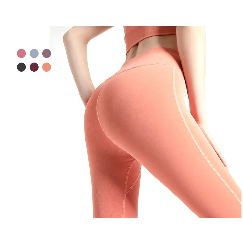 

Fashion Ladies work out hip leggings cheap slim sport solid color pants elastic yoga leggings