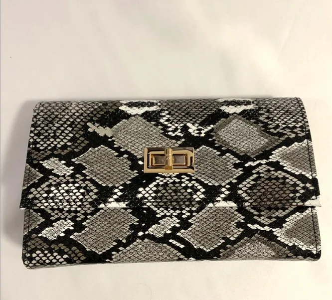 

Latest Design women's bag snake skin print Purse Mini Messenger Bag leather ladies crossbody bag women handbags purse, Gray