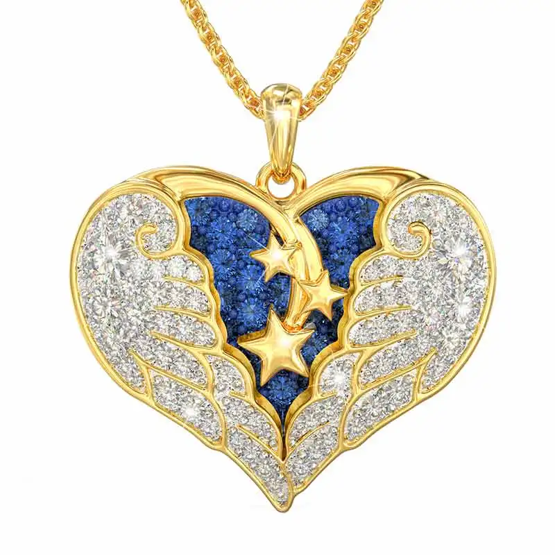 

Fashion Golden Heart Necklace Angel Wing Necklace Pendant Lady Star Necklace