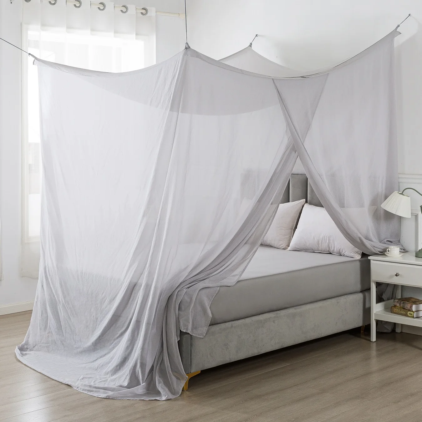 

UrGarding silver fiber&cotton emf/rf shielding and hf+lf bed mosquito mesh net radiation protection canopy for single bed