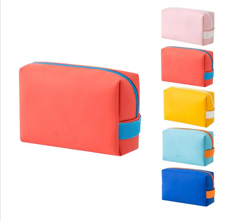 

wholesale PU leather candy color waterproof big capacity custom logo personalized cosmetic bag, 5 colors can choose